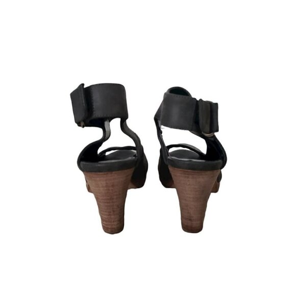 Zeha Berlin gray nubuck leather peep toe ankle strap heeled sandals - Picture 8 of 11